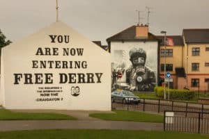 Free Derry on building in Londonderry North Ireland